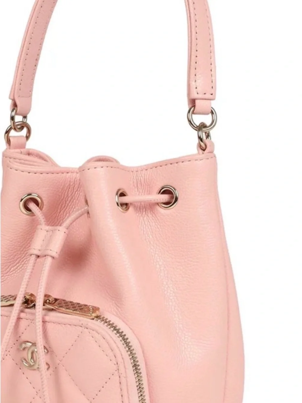 CHANEL 2025 NWT Pink Quilted Mini Bucket Bag with Gold Hardware